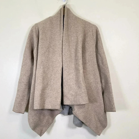Zara Knit Waterfall  Tan Open Cardigan - Picture 2 of 11